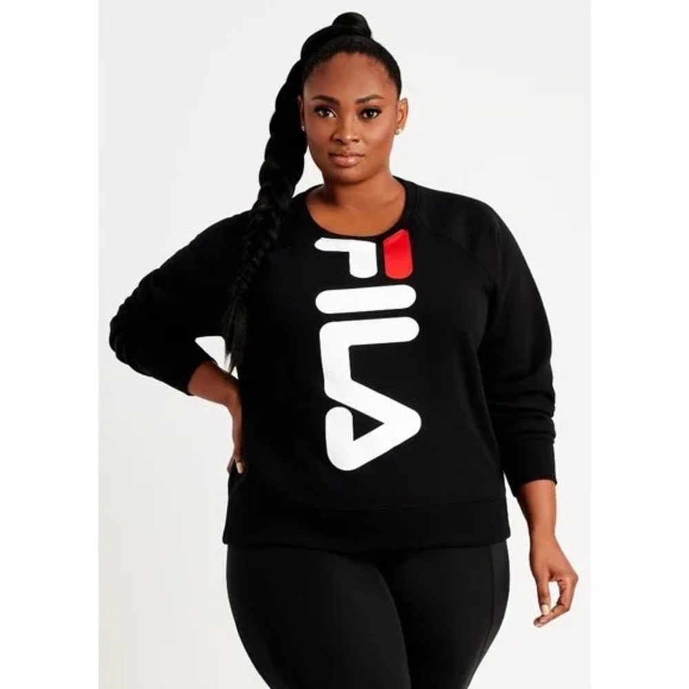 🖤 FILA Oversized Black Logo Sweatshirt – Size 4XL (Fits 1XL–2XL 3XL Oversized)